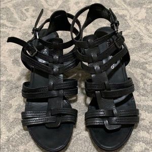 FRANCO SARTO size 7 black STRAPPY SANDALS